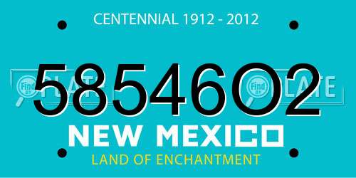 58546O2 New Mexico License Plate