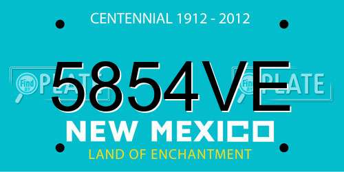 5854VE New Mexico License Plate