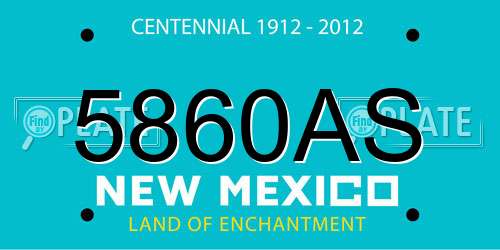 5860AS New Mexico License Plate