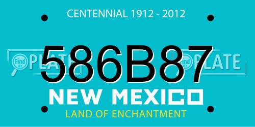 586B87 New Mexico License Plate