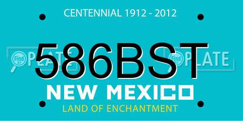 586BST New Mexico License Plate