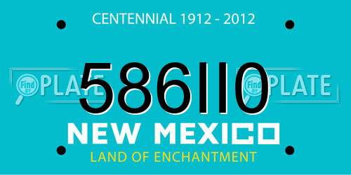 586II0 New Mexico License Plate