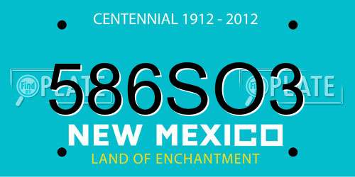 586SO3 New Mexico License Plate