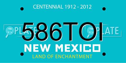 586TOI New Mexico License Plate