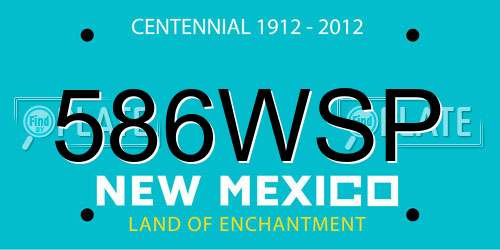 586WSP New Mexico License Plate