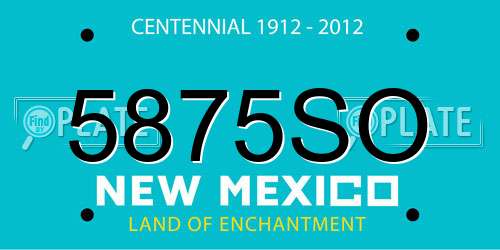 5875SO New Mexico License Plate