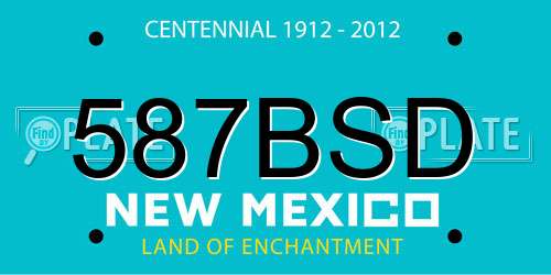 587BSD New Mexico License Plate