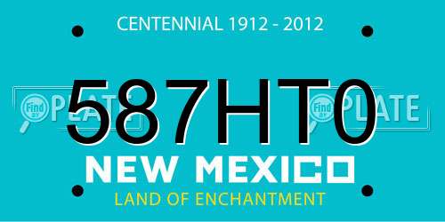 587HT0 New Mexico License Plate
