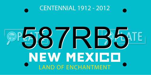 587RB5 New Mexico License Plate