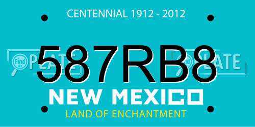 587RB8 New Mexico License Plate