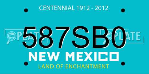 587SB0 New Mexico License Plate