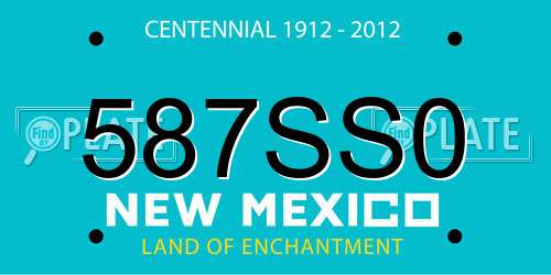 587SS0 New Mexico License Plate