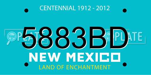 5883BD New Mexico License Plate