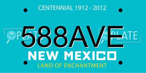 588AVE New Mexico License Plate