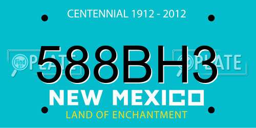 588BH3 New Mexico License Plate