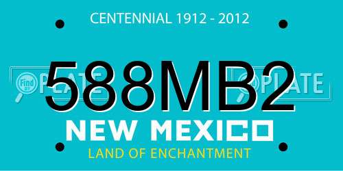 588MB2 New Mexico License Plate