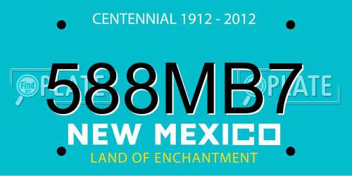 588MB7 New Mexico License Plate