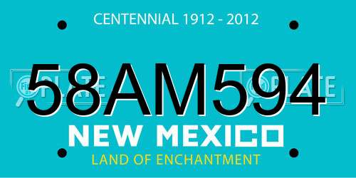58AM594 New Mexico License Plate