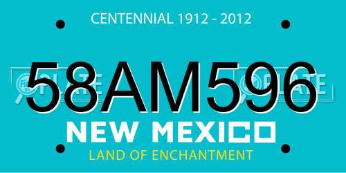 58AM596 New Mexico License Plate