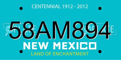 58AM894 New Mexico License Plate