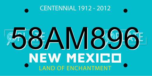 58AM896 New Mexico License Plate