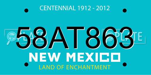 58AT863 New Mexico License Plate