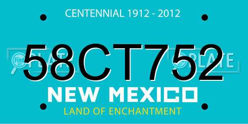 58CT752 New Mexico License Plate