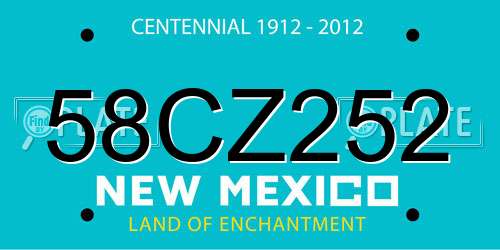 58CZ252 New Mexico License Plate