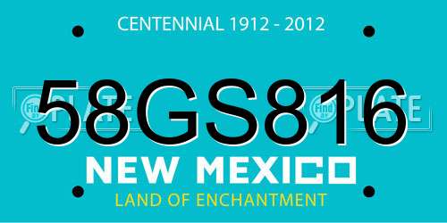 58GS816 New Mexico License Plate
