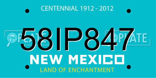 58IP847 New Mexico License Plate