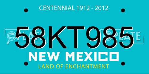 58KT985 New Mexico License Plate