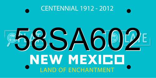 58SA602 New Mexico License Plate