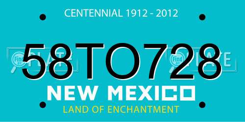 58TO728 New Mexico License Plate
