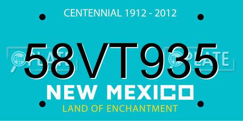 58VT935 New Mexico License Plate