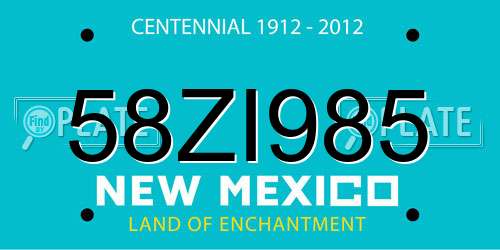 58ZI985 New Mexico License Plate