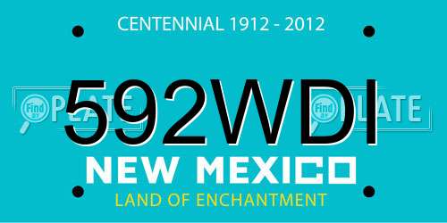 592WDI New Mexico License Plate