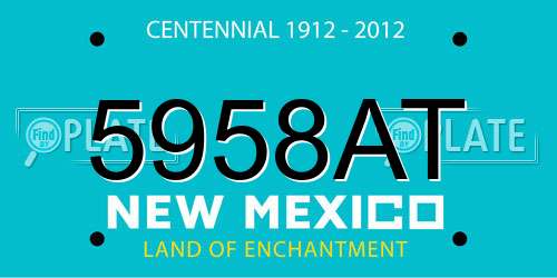5958AT New Mexico License Plate