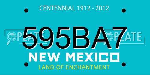 595BA7 New Mexico License Plate