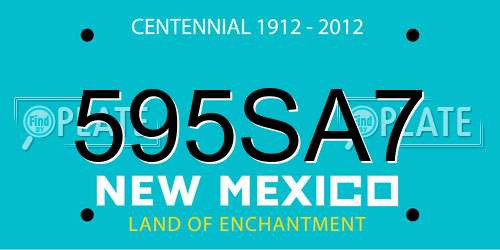 595SA7 New Mexico License Plate