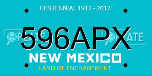 596APX New Mexico License Plate