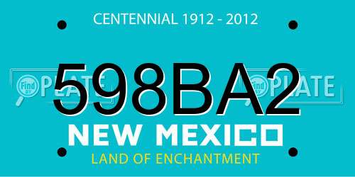 598BA2 New Mexico License Plate