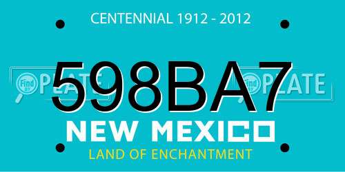 598BA7 New Mexico License Plate