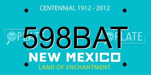 598BAT New Mexico License Plate