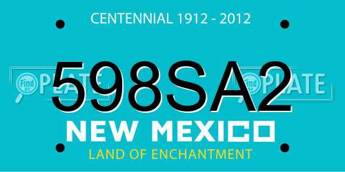 598SA2 New Mexico License Plate