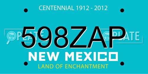 598ZAP New Mexico License Plate