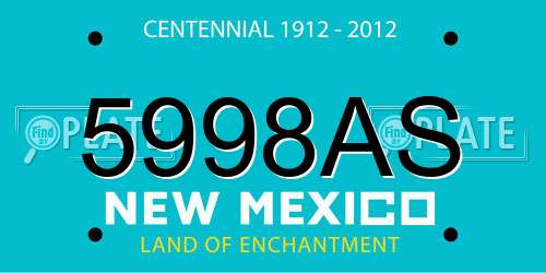 5998AS New Mexico License Plate