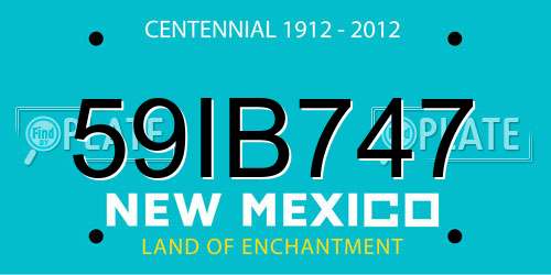 59IB747 New Mexico License Plate