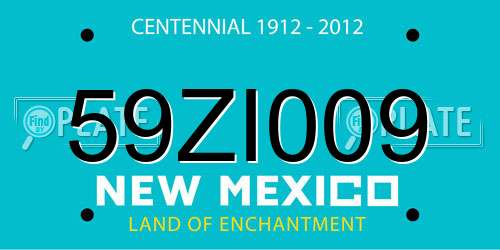 59ZI009 New Mexico License Plate
