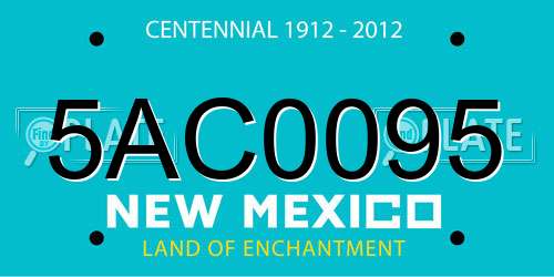 5AC0095 New Mexico License Plate