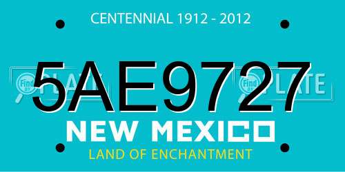 5AE9727 New Mexico License Plate